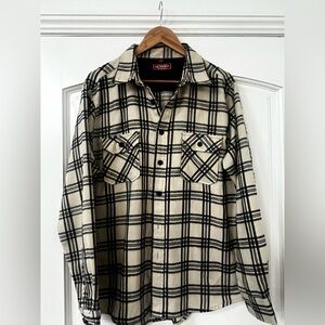 Plaid Casual Button Down Shirt - Black and Cream